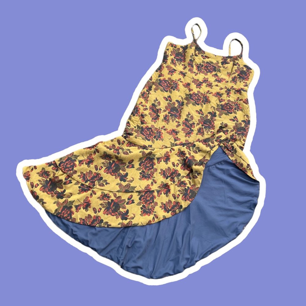 Anthropologie Hutch Yellow Floral Slip Maxi Dress